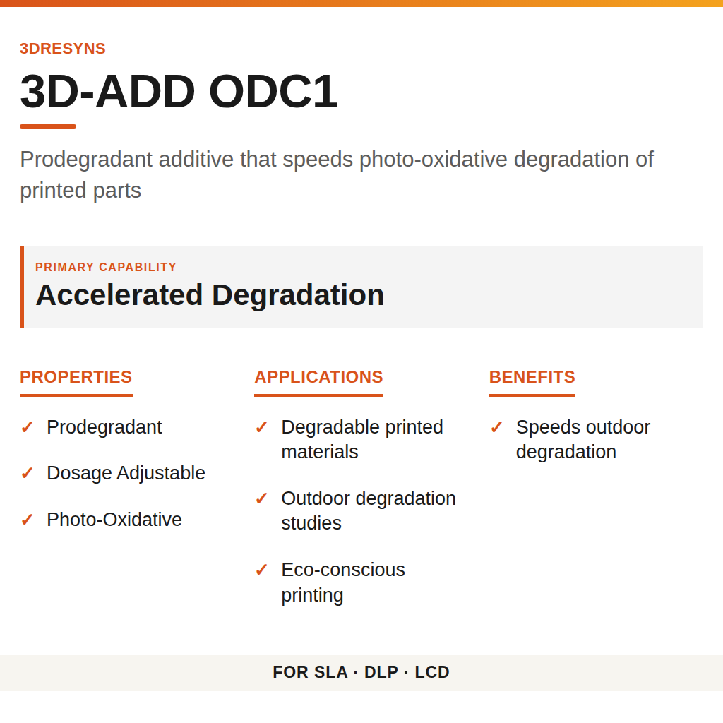 3D-ADD ODC1 technical product information card by 3Dresyns