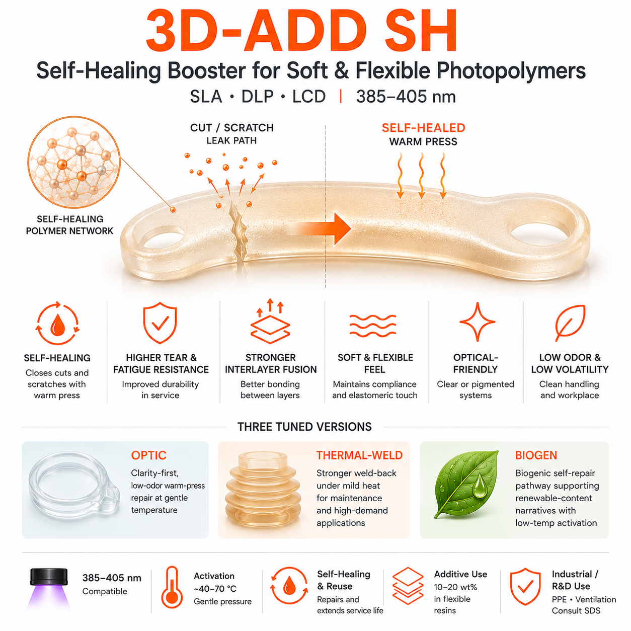 3D-ADD Self-Heal BioFlex — Optic · Thermal-Weld · BioGen