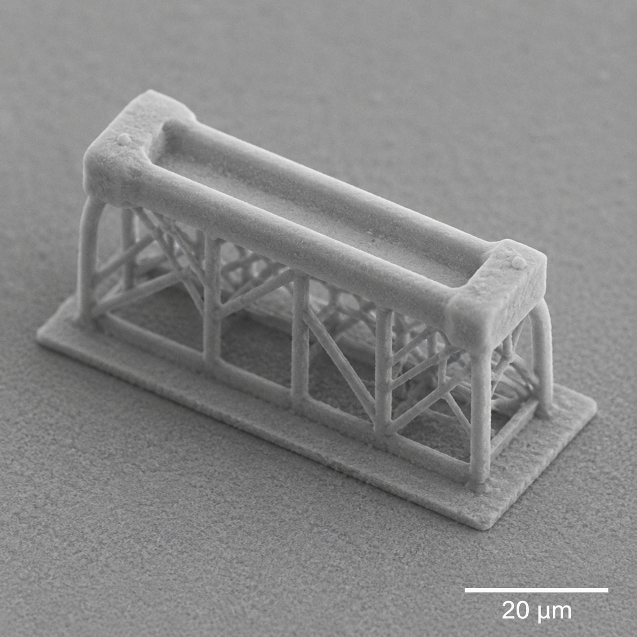 Illustrative AI-generated visualization of a 3Dresyns 2PP printed microstructure
