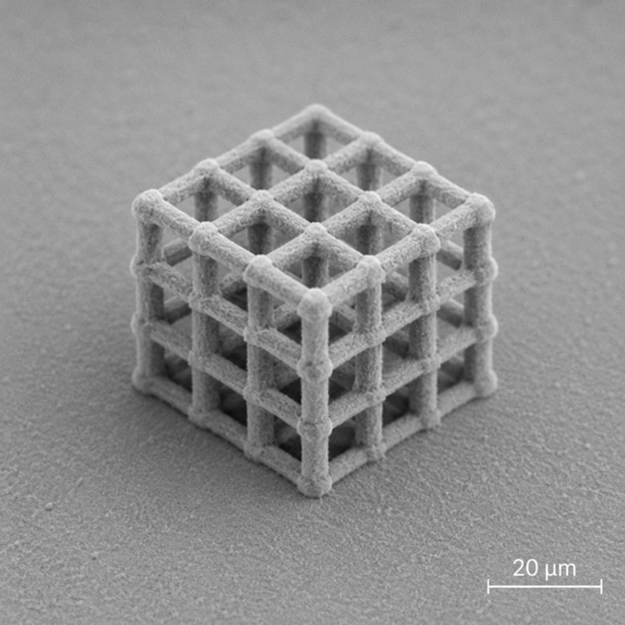 Illustrative AI-generated visualization of a 3Dresyns 2PP printed microstructure