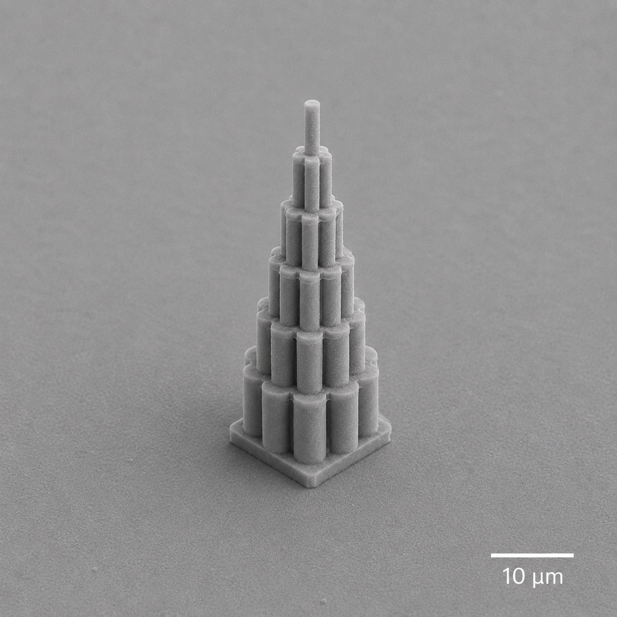 Illustrative AI-generated visualization of a 3Dresyns 2PP printed microstructure