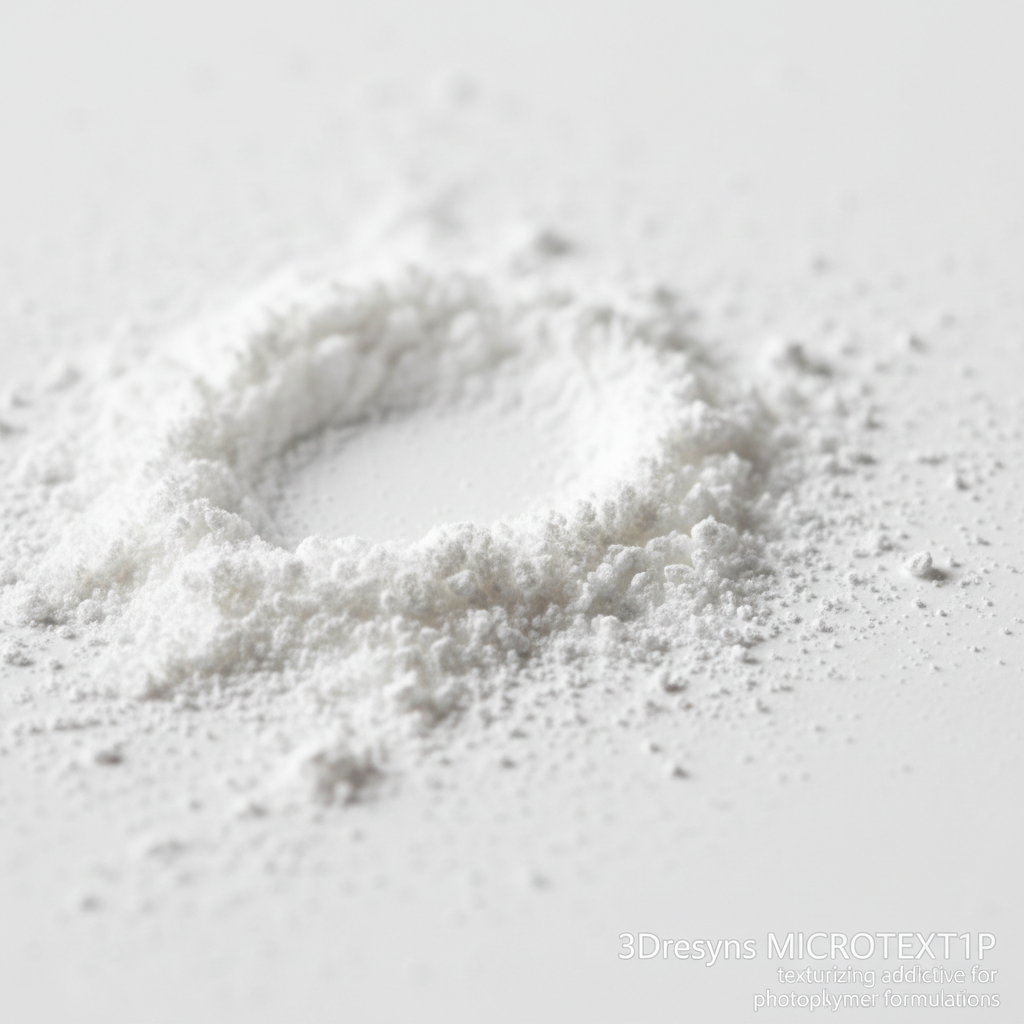 3Dresyns MICROTEXT1P texturizing additive for creating surface texture in photopolymer formulations.
