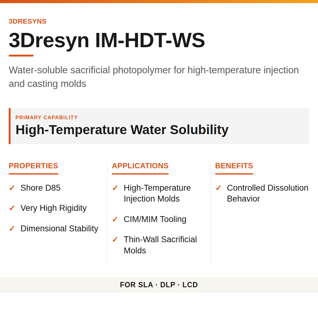 3Dresyn IM-HDT-WS technical product information card by 3Dresyns