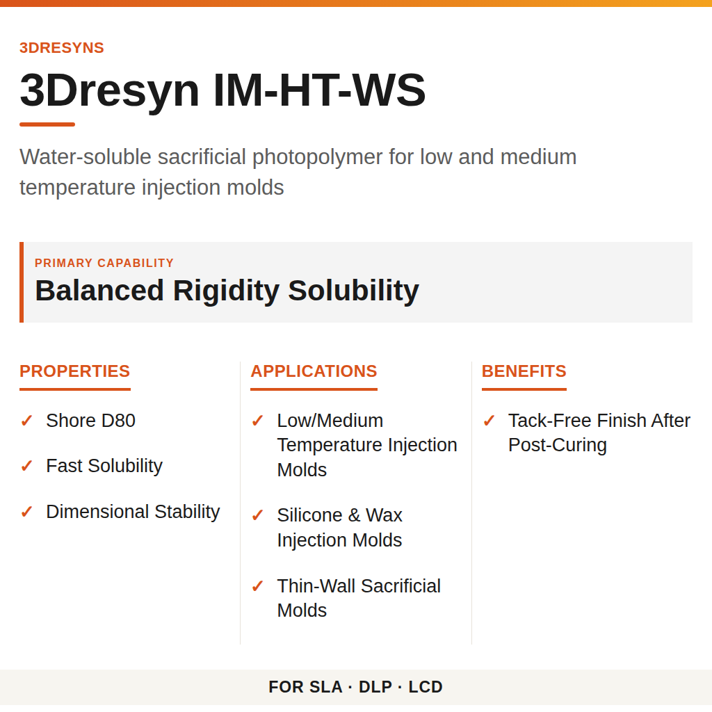 3Dresyn IM-HT-WS technical product information card by 3Dresyns