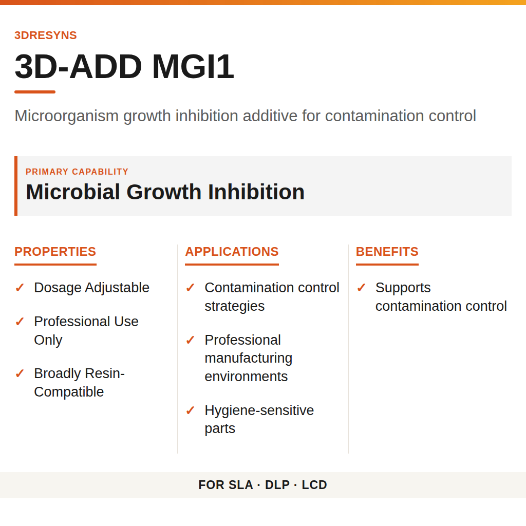 3D-ADD MGI1 technical product information card by 3Dresyns
