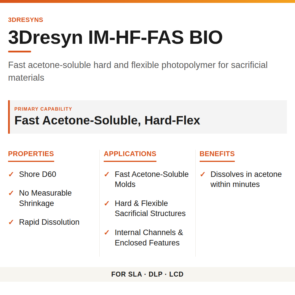 3Dresyn IM-HF-FAS BIO technical product information card by 3Dresyns