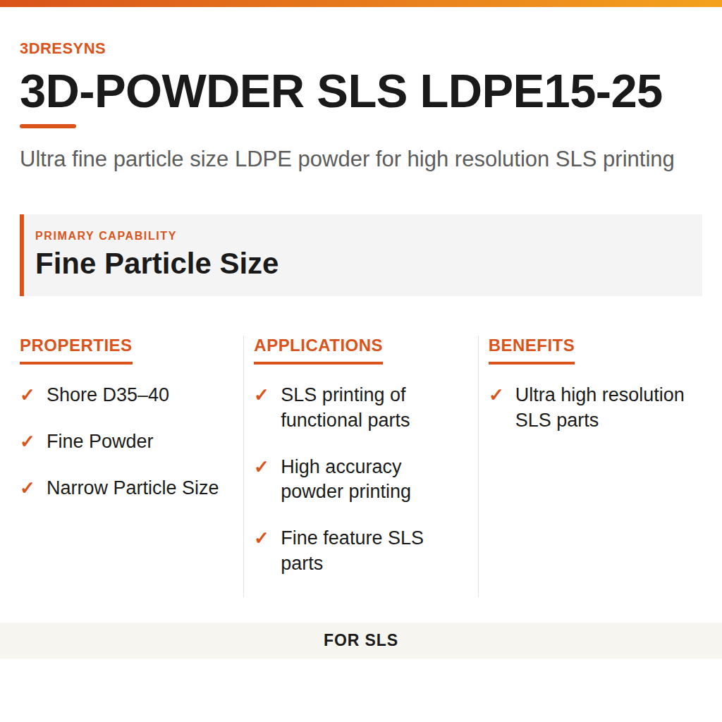3D-POWDER SLS LDPE15-25 technical product information card by 3Dresyns
