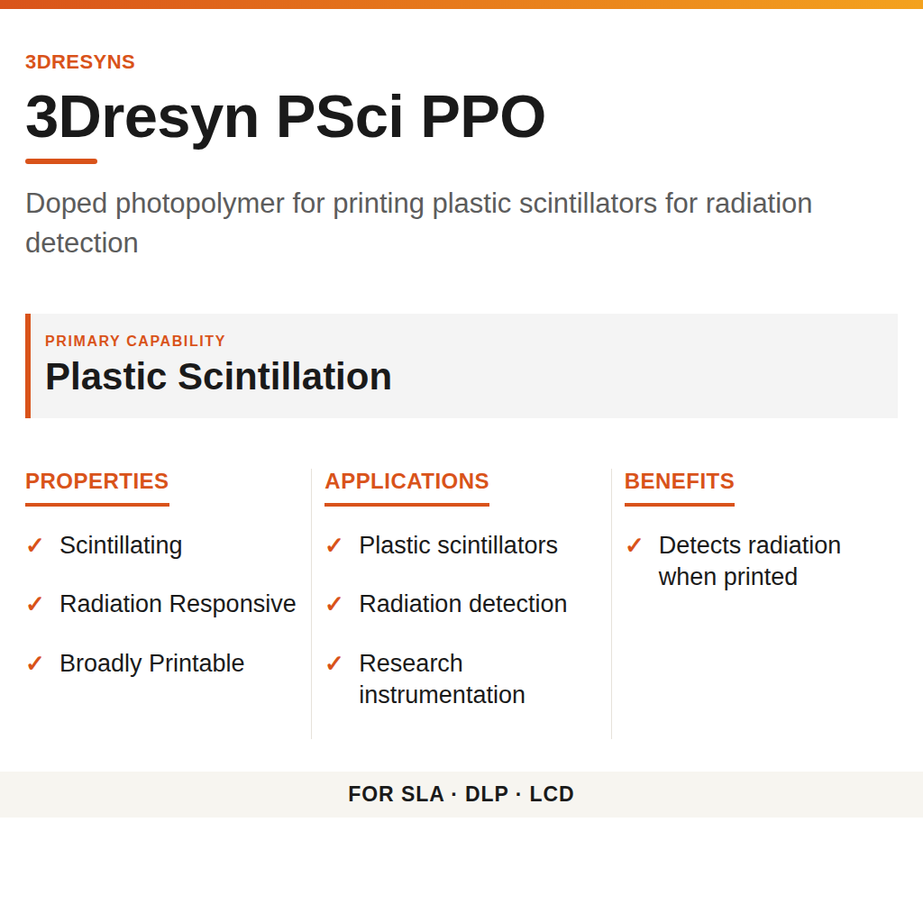 3Dresyn PSci PPO technical product information card by 3Dresyns
