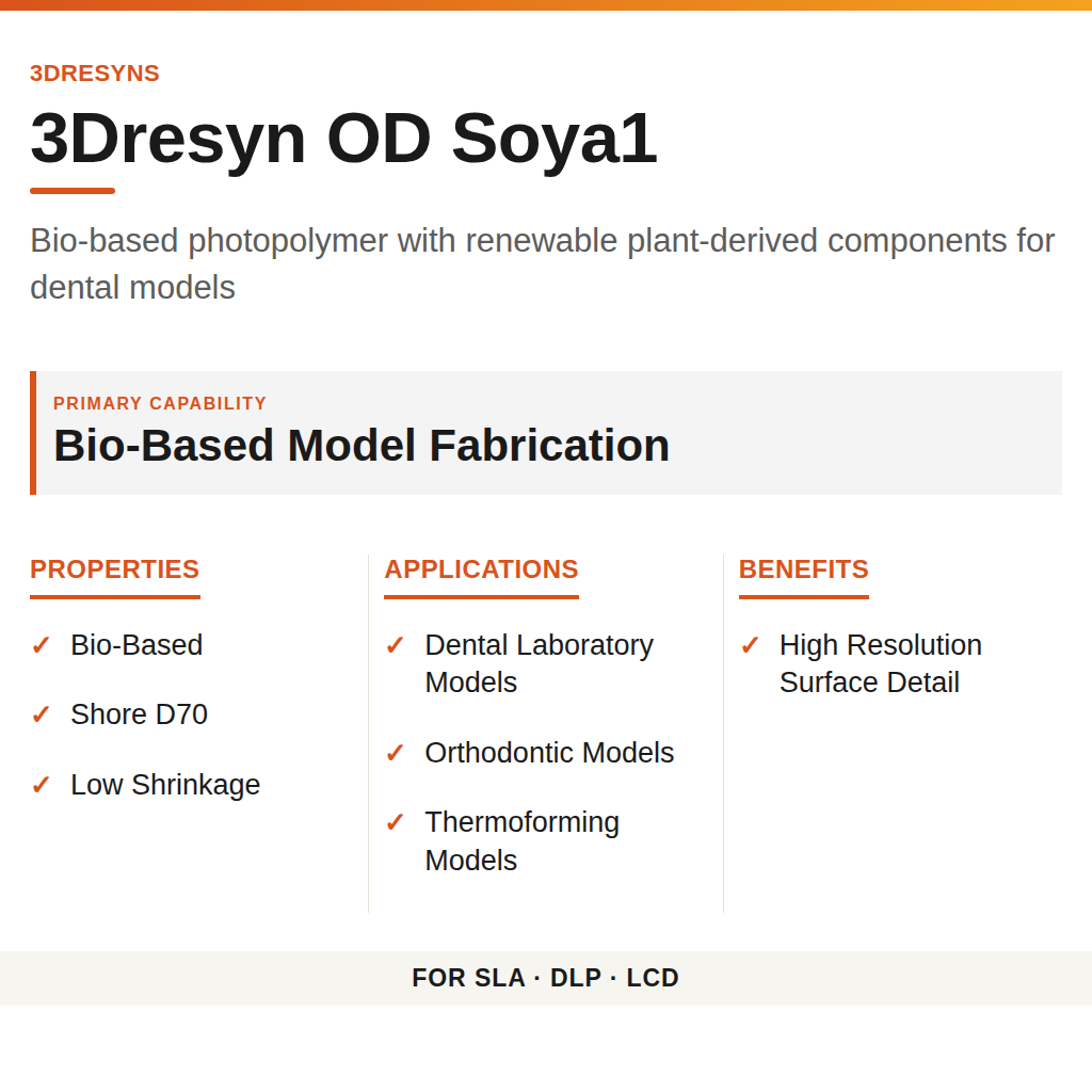 3Dresyn OD Soya1 technical product information card by 3Dresyns