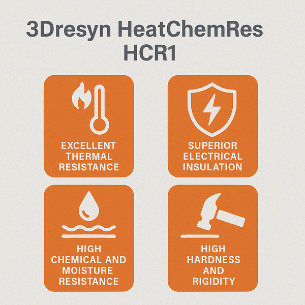 3Dresyn HeatChemRes HCR1  is a Heat & Chemical Resistant 3D resin with excellent insulating properties