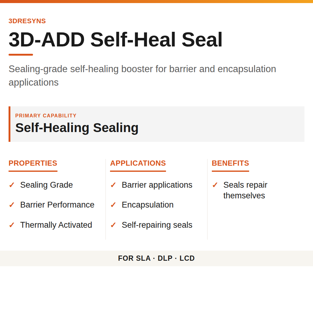 3D-ADD Self-Heal Seal technical product information card by 3Dresyns